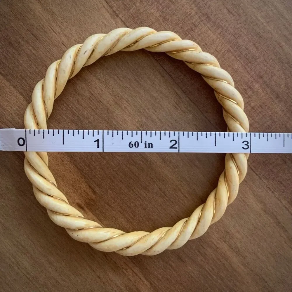 VINTAGE Bone & Gold Inlay Bracelet - Picture 6 of 6